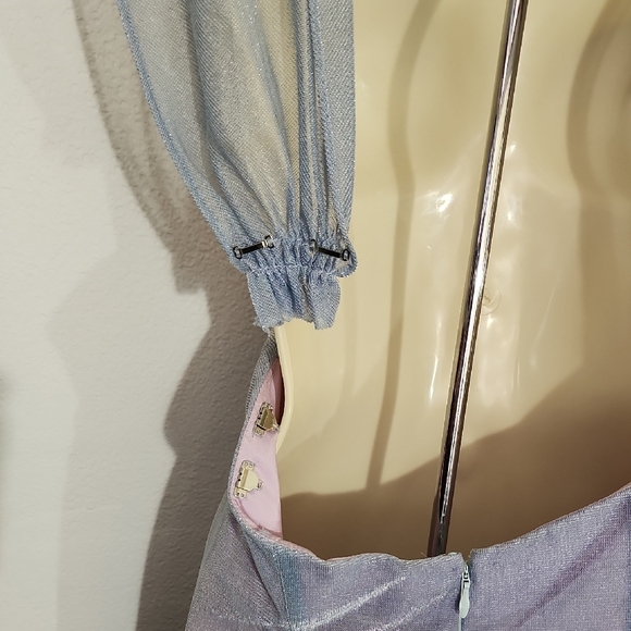 Nadine Dress Vintage 90s Mesh Overlay Maxi Blue Size 9 - Picture 8 of 14